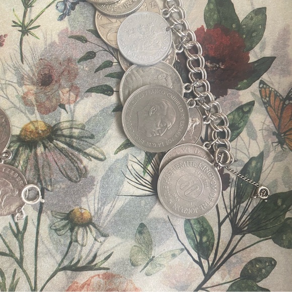 Silver-Tone Coin Charm Bracelet - Women Jewelry - Picture 5 of 6